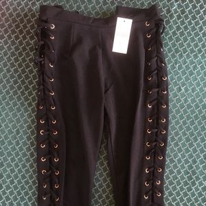 FashionNova Lace-Up Black Pants